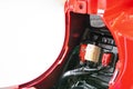 Close up Fuse panel on battery box of motor cycle and plug and power supply cable Royalty Free Stock Photo