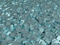 Fused metal gray-blue crystals close-up. 3D render.