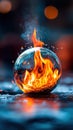 Fused orb of ice and fire radiates light in a captivating display of natural elements Royalty Free Stock Photo