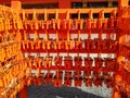 Fushimi inari shrine, wooden ema miniatur of tori gate for wish, Kyoto 2016