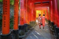 Fushimi Inari-taisha built in 1499, it\'s the icon of a path lined with thousands of torii gate with
