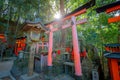 Fushimi Inari-taisha built in 1499, it\'s the icon of a path lined with thousands of torii gate with