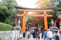 Fushimi Inari-taisha shrine in fall autumn season, located in Fushimi-ku. landmark and popular for tourists attractions in Kyoto.