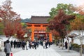 Fushimi Inari-taisha shrine in fall autumn season, located in Fushimi-ku. landmark and popular for tourists attractions in Kyoto.
