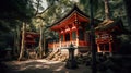 Fushimi Inari Taisha Shrine in Kyoto. Generative Ai