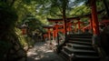 Fushimi Inari Taisha Shrine in Kyoto. Generative Ai