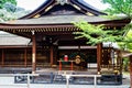 Fushimi Inari Taisha Shrine in Kyoto, Japan with beautiful red gate and japanese garden. Red Torii gates in Fushimi Royalty Free Stock Photo