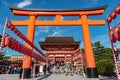 Fushimi Inari-taisha Shrine. Thousands countless vermilion Torii gates on a hill Royalty Free Stock Photo