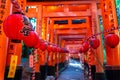 Fushimi Inari-taisha Shrine. Thousands countless vermilion Torii gates on a hill Royalty Free Stock Photo