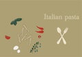 Fusilini pasta hand drawn vintage banner Royalty Free Stock Photo