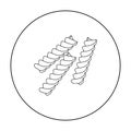 Fusilli icon pasta in outline style isolated on white background. Types of pasta symbol stock vector illustration.