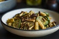 Fusilli with Mushroom, Garlic and Zucchini