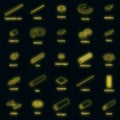 Fusilli pasta icons set vector neon