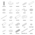 Fusilli pasta icons set vector outline Royalty Free Stock Photo