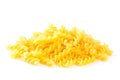 Fusilli Pasta on white background.