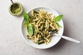 Fusilli pesto pasta with green beans