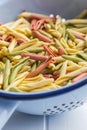 Fusilli pugliesi. Italian twisted pasta in colander Royalty Free Stock Photo