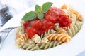 Fusilli with tomato sauce