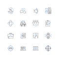 Fusing corporations line icons collection. Mergers, Acquisitions, Synergy, Consolidation, Integration, Partnership Royalty Free Stock Photo