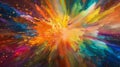 A fusion of bright colors exploding and colliding to form an abstract explosion of energy and life