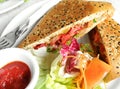 Fusion food - tandoori chicken in foccacia sandwic Royalty Free Stock Photo