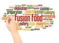 Fusion food word cloud hand writing concept