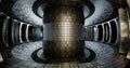 Fusion reactor, toroidal chamber with a magnetic coil. device for carrying out a controlled thermonuclear reaction. 3d render