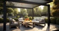 The Fusion of Style and Comfort with a Modern Furniture Set and Pergola Royalty Free Stock Photo