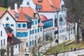 Painted traditional bavarian houses near Neuschwanstein in german alps in Bavaria Royalty Free Stock Photo