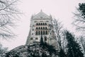 majestic medieval neuschwanstein castle in fog
