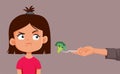 Little Girl Refusing to Eat Broccoli Vector Cartoon Illustration Royalty Free Stock Photo