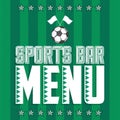 Sports Bar Menu Cover Design template, Soccer theme restaurant