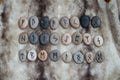 Stone runes on the fur Royalty Free Stock Photo