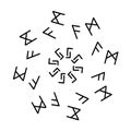 Futhark norse islandic and viking runes set. Magic hand draw symbols as scripted talismans. Set of ancient runes of Iceland