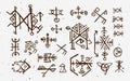 Futhark norse islandic and viking runes set. Magic hand draw symbols as scripted talismans. Vector set of ancient runes Royalty Free Stock Photo