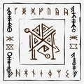 Futhark norse islandic and viking runes set. Magic hand draw symbols as scripted talismans. Vector set of ancient runes