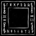 Futhark norse islandic and viking runes set. Magic hand draw symbols as scripted talismans. Vector set of ancient runes