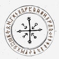 Futhark norse islandic and viking runes set. Magic hand draw symbols as scripted talismans. Vector set of ancient runes