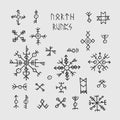 Futhark norse viking runes and talismans. Nordic pagan vector occult symbols for tattoo