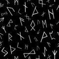 Futhark runes black and white seamless pattern background, vector