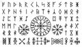 Futhark viking norse. Icelandic mystery collection protection symbol and runes. Magic nordic ancient elements, celtic