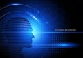 Futiristic background with human head and binary numbers Royalty Free Stock Photo