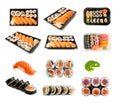 Futomaki Philadelphia Sushi Rolls Top View Isolated