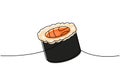 Futomaki, tekkamaki roll one line colored continuous drawing. Japanese cuisine, traditional food continuous one line Royalty Free Stock Photo