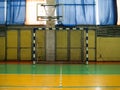 Futsal goal and basketball hoop in the school gym Royalty Free Stock Photo