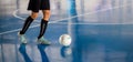 Futsal player control the ball for shoot to goal Royalty Free Stock Photo