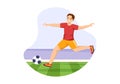 Futsal, Soccer or Football Sport Illustration with Players Shooting a Ball and Dribble in a Championship Sports Cartoon Hand Drawn