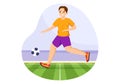 Futsal, Soccer or Football Sport Illustration with Players Shooting a Ball and Dribble in a Championship Sports Cartoon Hand Drawn