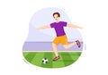 Futsal, Soccer or Football Sport Illustration with Players Shooting a Ball and Dribble in a Championship Sports Cartoon Hand Drawn