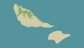 Futuna Island - Wallis and Futuna outlined. Topo Humanitarian